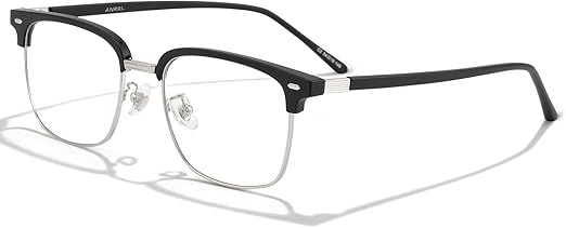 ANRRI Blue Light Glasses for men Metal Browline Frame UV 400 Protection Clear Lens Anti Eyestrain Computer Gaming Glasses