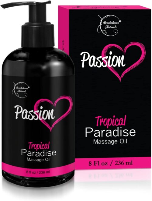 Passion Sensual Massage Oil for Date Night | 100% Natural Body Oil for Couples with Jojoba & Almond | Aromatherapy & Relaxing Massage Therapy