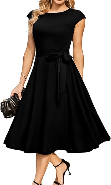 DRESSTELLS Women's Cocktail Dresses, Formal Wedding Guest Modest Church Vintage Holiday Party Evening Dress