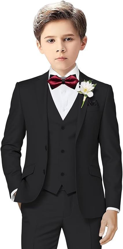 Boys Suit 3 Piece Tuxedo Suits for Boys Wedding Easter Outfits Kids Formal Suit Dress Jacket Vest Pants Bowtie Set