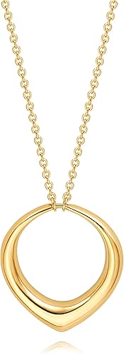 Long Pendant Necklace for Women Gold Plated Circle Long Chain Necklace Y Necklace Jewelry for Women