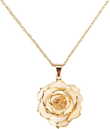 AliveRose Real Rose Gold Dipped Necklace Gifts for Women