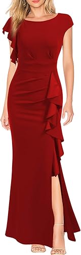 WOOSEA Women's Split Bodycon Mermaid Evening Cocktail Long Dress