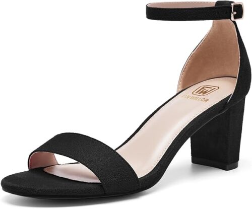 Women Open Toe Low Chunky Short Heels Ankle Strap Block Heel Sandals Party Dress Wedding Pump Shoes