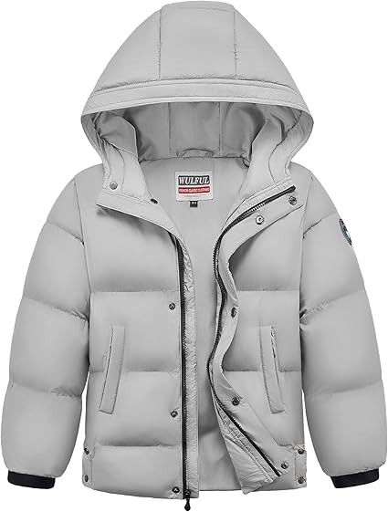 WULFUL Kids Boy's Winter Coat Hooded Puffer Windbreaker Warm Cotton Jacket Parka Down Outdoor Coats
