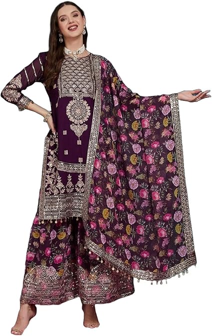 Pathatani embroidered kurta set for women wedding party wear sharara palazzo style