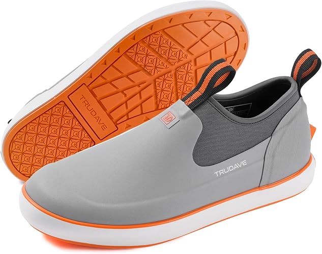 Trudave Deck Boots for Men, Waterproof Rubber Fishing Rain Boots, 4.5mm Neoprene Anti-Slip Short Ankle Shoes for Work Fishing Gardening Yard