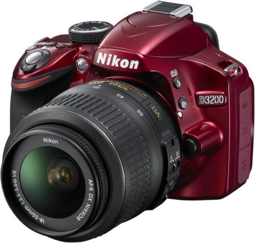 Nikon D3200 24.2 MP CMOS Digital SLR with 18-55mm f/3.5-5.6 AF-S DX VR NIKKOR Zoom Lens (Red)