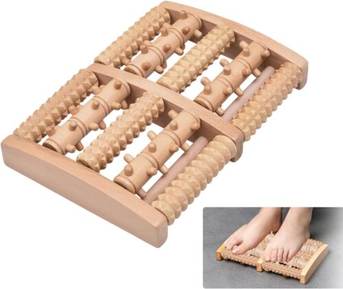 Wooden Foot Massage Roller, Wood Foot Roller for Plantar Fasciitis, Manual Physical Foot Therapy Roller Massage Tools for Feet Pain Relief