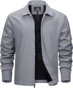 EKLENTSON Mens Lightweight Jackets Full Zip Laydown Collar Golf Light Windbreaker Jackets with Zip Pockets