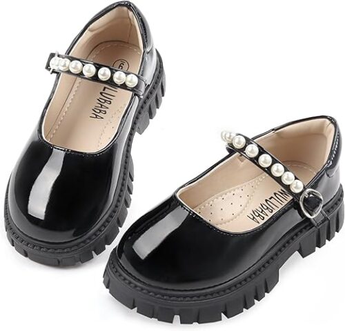 Toddler Girl Dress Shoes Bow Black Dress School Shoes Princess Mary Jane for Toddler/Little Girl