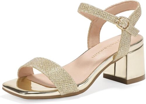 Hehainom Girls Heels Dress Shoes Square Toe Sandals Flower Girl Party Wedding Church Little Big Kid Shoes