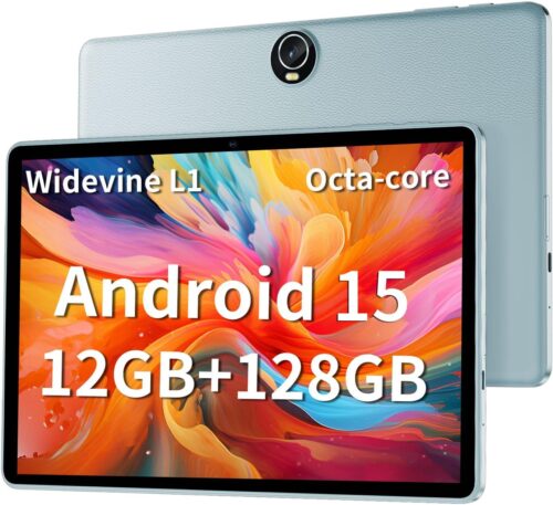 2025 Upgraded Android 15 Tablet 11inch, 12GB+128GB+512GB, Support Face Unlock,18W Fast Charging with 8000mAh Large Battery ,Dual WiFi6, Dual Camera,Octa-Core CPU, Bluetooth,HD Touchscreen Display