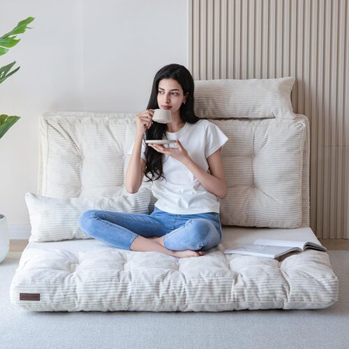 Folding Sofa Bed Couch Memory Foam with Pillow Sleeper Chair Lazy Couch Twin Size Futon Convertible