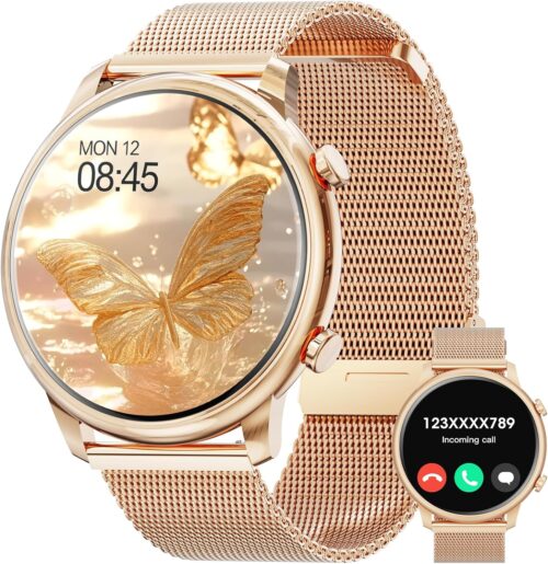 Hwagol Smart Watch for Women Android Phones iPhone Compatible(Bluetooth Call),1.39'' Round Sports Watch Fitness Tracker Heart Rate/SpO2/Sleep Monitor,Pedometer