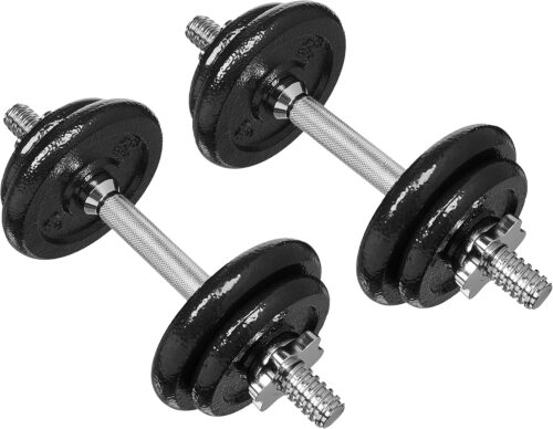Basics Adjustable Dumbbell Hand Weight Set, 38 pound, Black