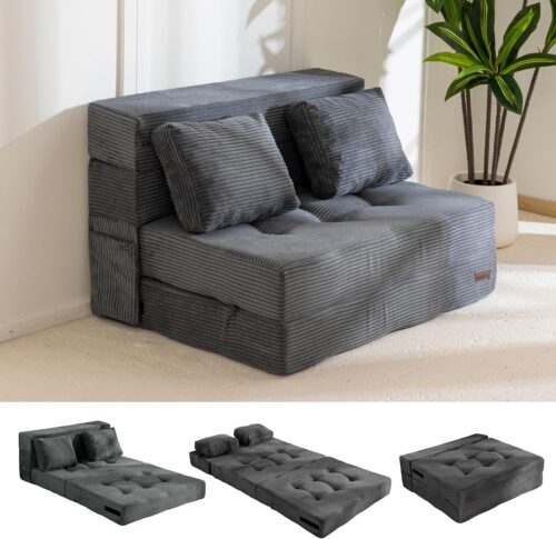 MAXYOYO Convertible Sofa Bed, Fold Out Loveseat Sleeper Sofa with Pillow