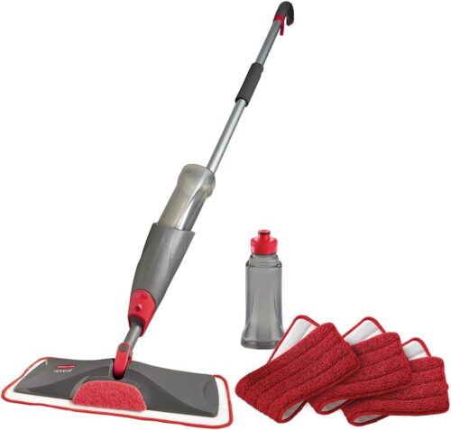 Rubbermaid Reveal Spray Mop Floor Cleaning Kit, 3 Reusable Microfiber Wet Pads, 1 Refillable Bottle