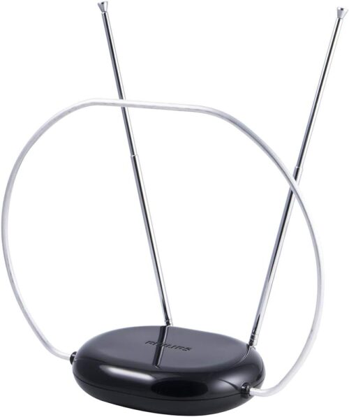 Philips Rabbit Ears Black Indoor TV Antenna, Dipoles and Circular Loop