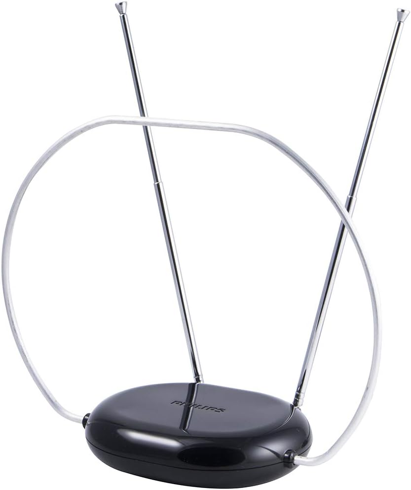 Philips Rabbit Ears Black Indoor TV Antenna, Dipoles and Circular Loop