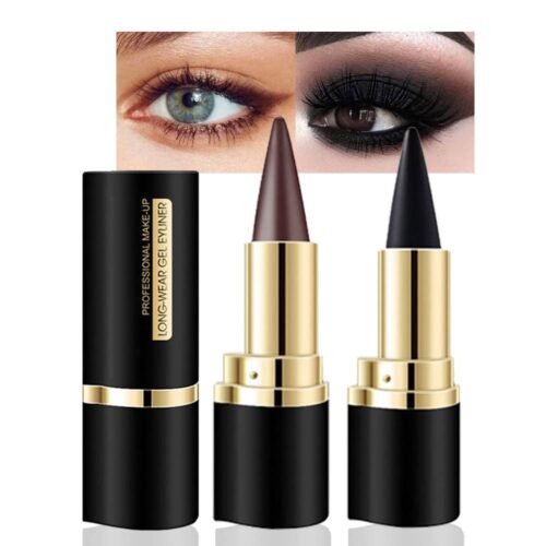 Kaely 2Pcs Black Brown Gel Eyeliner Pencil, Natural Black Eyeliner Cream for Waterline