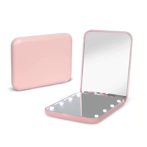 Kintion Pocket Mirror, 1X/3X Magnification LED Compact Travel Makeup Mirror with Light for Purse
