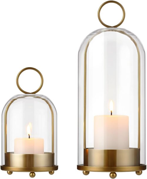 Godinger Pillar Candle and Candleholder Set, Candlestick Holder, Crystal Candle Stand