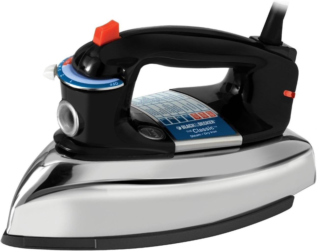 BLACK+DECKER The Classic Iron, Aluminum Soleplate, Steam or Dry Ironing