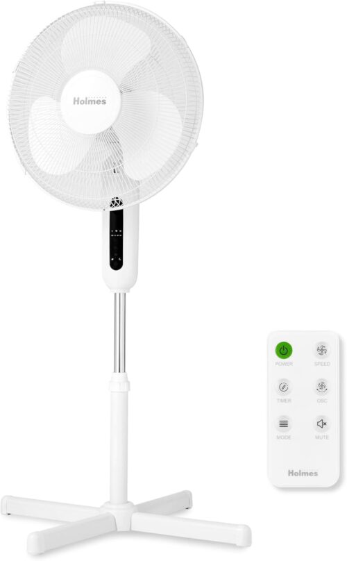 Digital Stand Fan, 80° Oscillation, 3 Speeds, 3 Modes, 7.5-Hour Timer