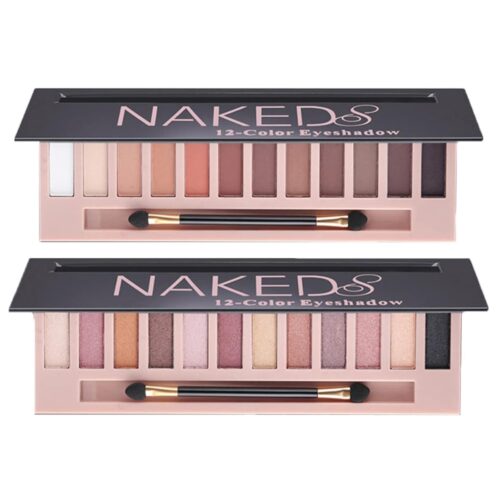 2 Pack 12 Colors Makeup Nude Colors Eyeshadow Palette Natural Nude Matte Shimmer Glitter Pigment Eye Shadow Pallete