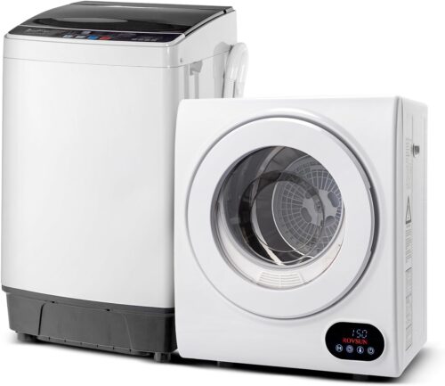 ROVSUN 17.6LBS Full Automatic Washing Machine and 1.5CuFt Portable Clothes Dryer Set