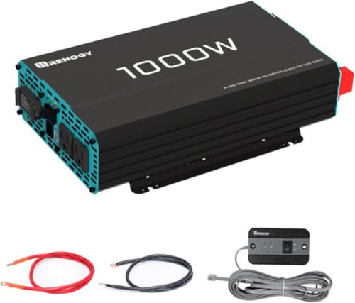 Renogy 1000W Pure Sine Wave Inverter 12V DC to 120V AC Converter for Home, RV, Truck