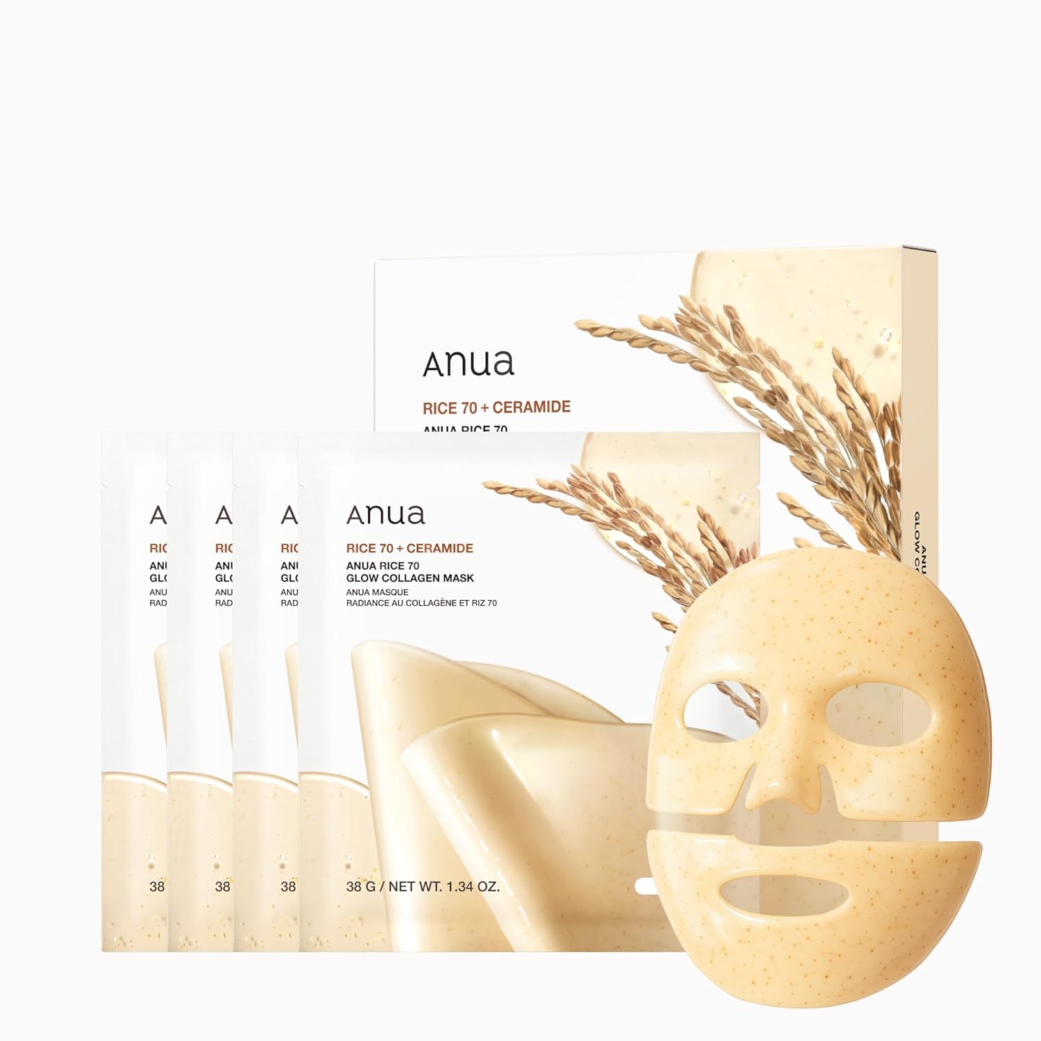 ANUA Rice 70 Glow Collagen Mask, Overnight Face Mask for Glass Skin