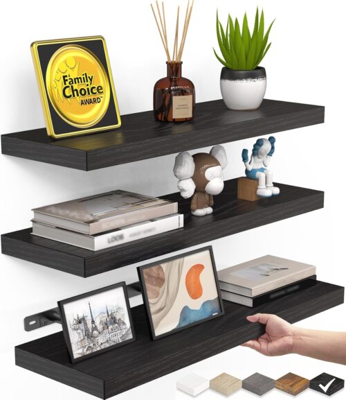 BAYKA Floating Shelves for Wall, Wall Mounted Rustic Wood Shelves