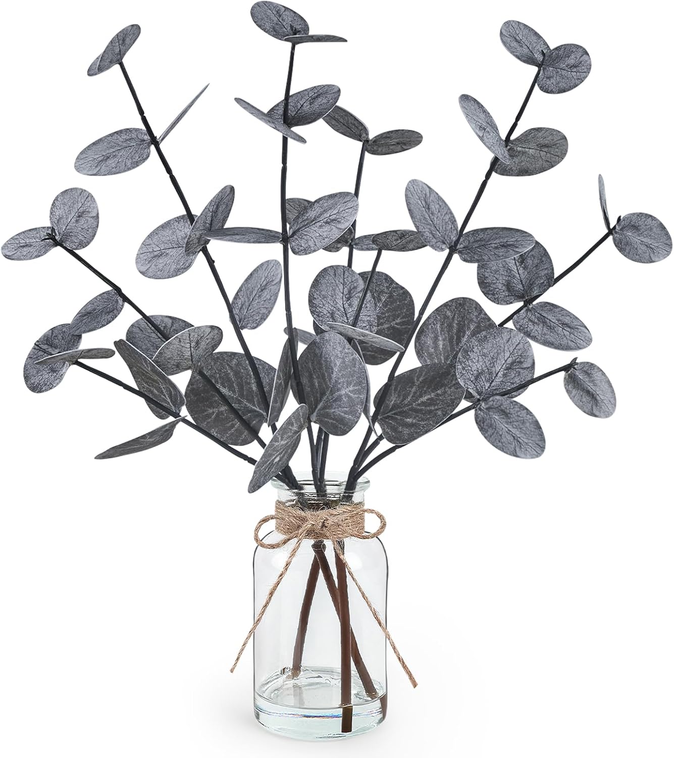 Artificial Eucalyptus Stems in Glass Vase with Faux Water Halloween Decor
