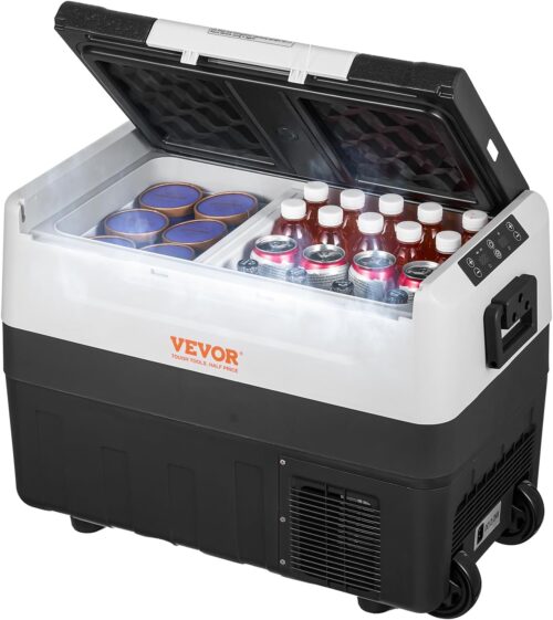 VEVOR Car Refrigerator, 12 Volt Car Refrigerator Fridge, 48 QT/45 L Dual Zone Portable Freezer