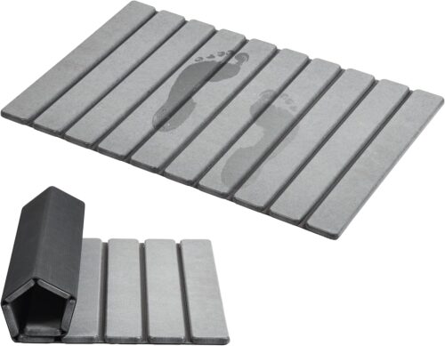 AWW Foldable Stone Bath Mat, Super Absorbent Diatomaceous Earth Mats, Non-Slip