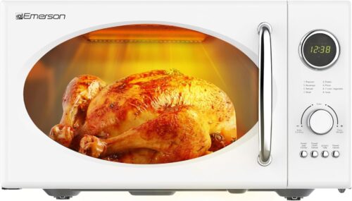 Emerson MWRG0901W 0.9 Cu. Ft. Retro Microwave with 1,000W Grill Function