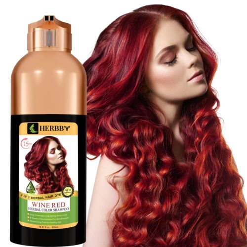 HERBBY Hair Color Shampoo for Gray Hair Coverage&Color Transform with 9 Herbal Extracts –Long Lasting