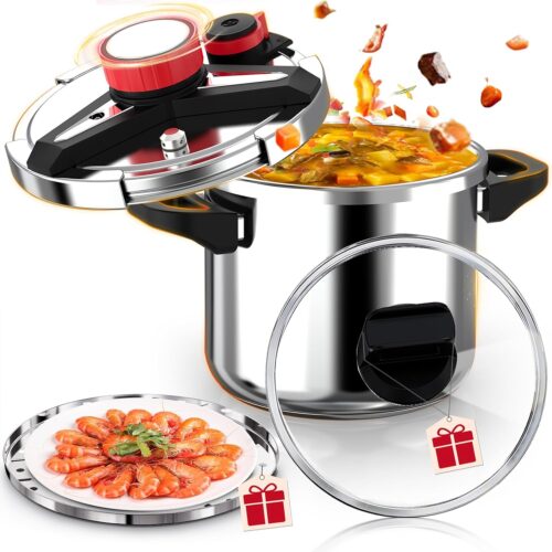 18/8 Stainless Steel Pressure Cooker 6 Quart, [One-Hand Locking] Olla de Presion