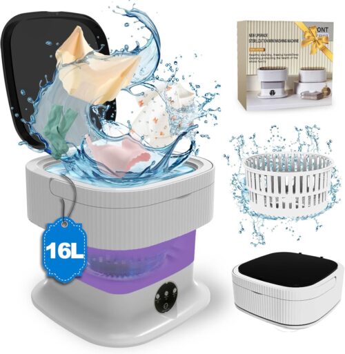 Portable Washing Machine, 16L Foldable Mini Washing Machine & Spin Dryer