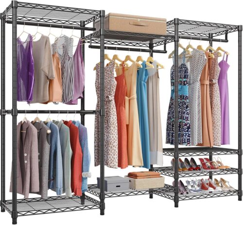 VIPEK V5 Portable Closet Wardrobe Heavy Duty Clothes Rack, Freestanding Clothing Rack with 4 Hang Rods & 8 Shelves