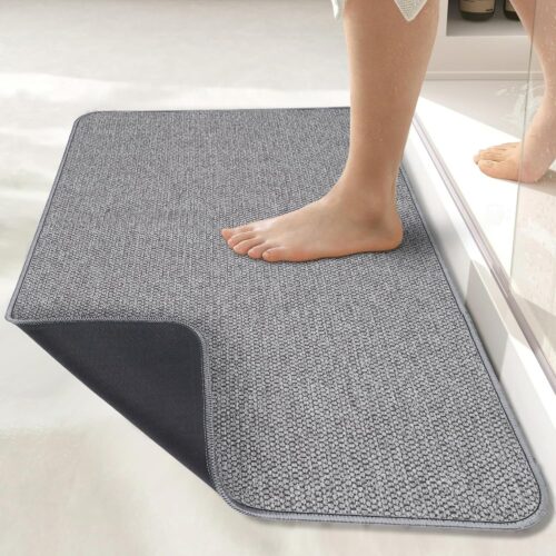 Bath Mat, Ultra Thin Bathroom Rugs, Rubber Bath Mats for Bathroom