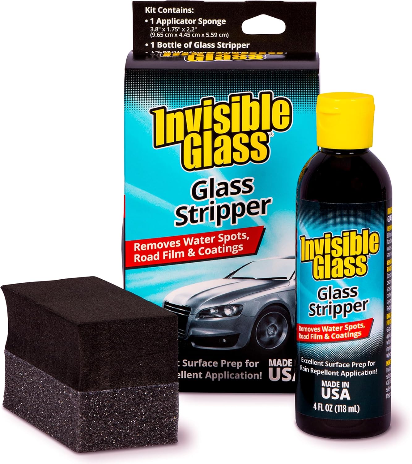 Invisible Glass 91411 Glass Stripper – Hard Water Spot Remover – Strips Coatings, Waxes, Oils & Road Film