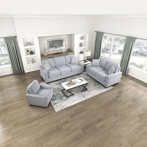 Lexicon Living Room Furniture Sets, Textured Fabric Upholstered Living Room Sofa Set with Pillows