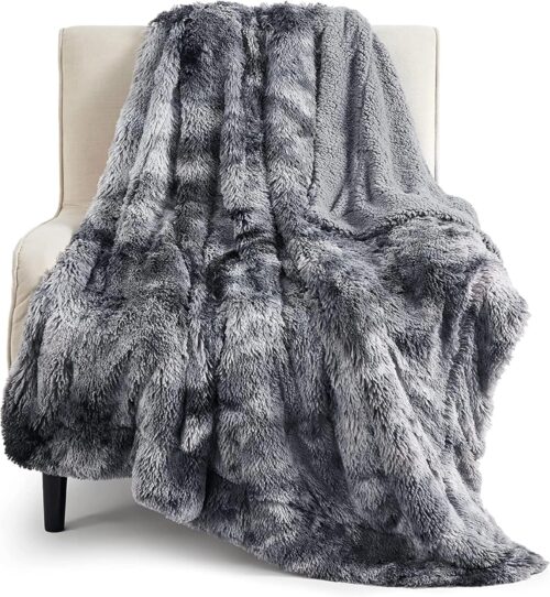 Bedsure GentleSoft Fluffy Fuzzy Faux Fur Throw Blanket for Couch, Soft Sherpa Fleece Cozy Gifts for Women